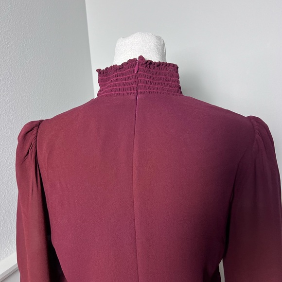 Reformation burgundy stevi- leg crepe midi dress size 10 - Picture 11 of 16